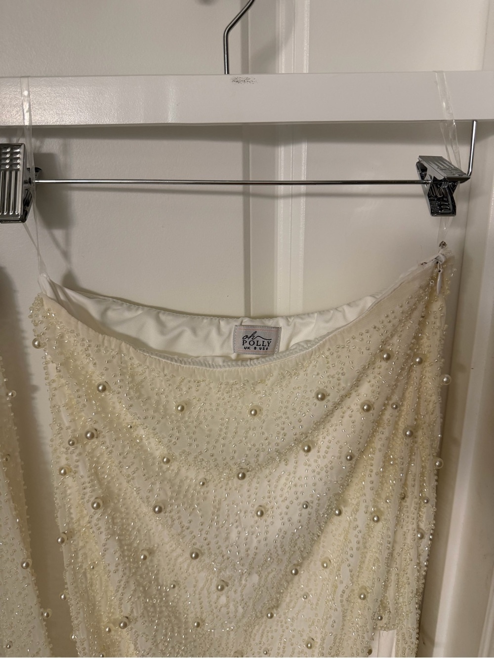 Oh Polly Embellished Cream Two-Piece Set with Draped Top - Picture 3 of 3